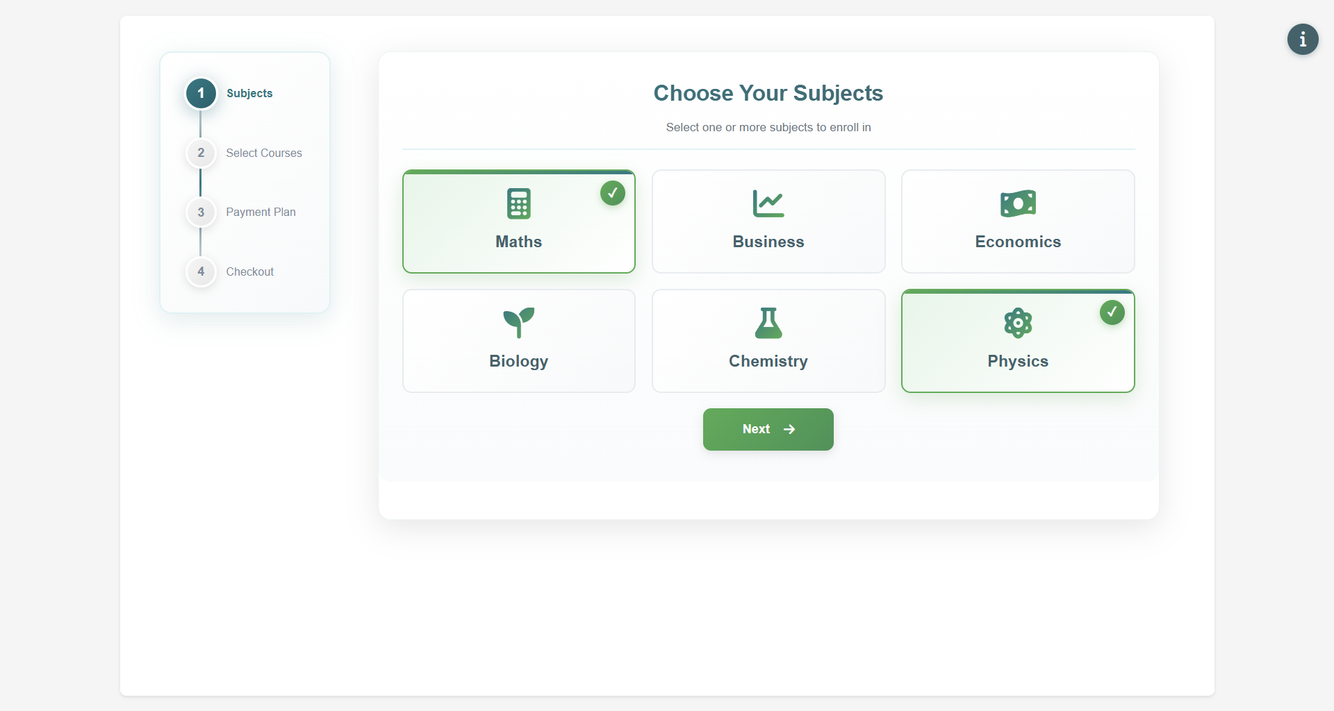 Form Step 1 - Select Level
