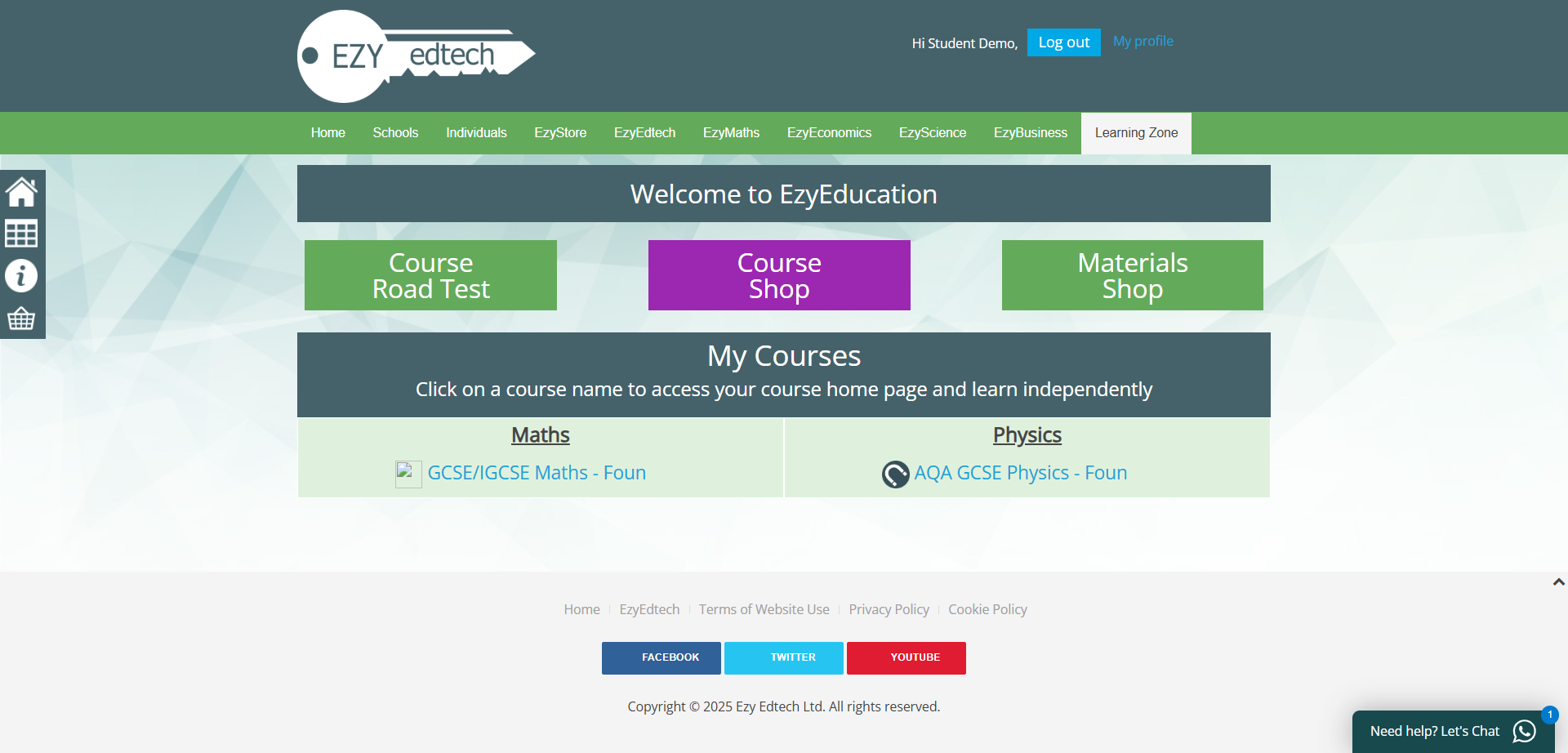 Learning Zone with Courses