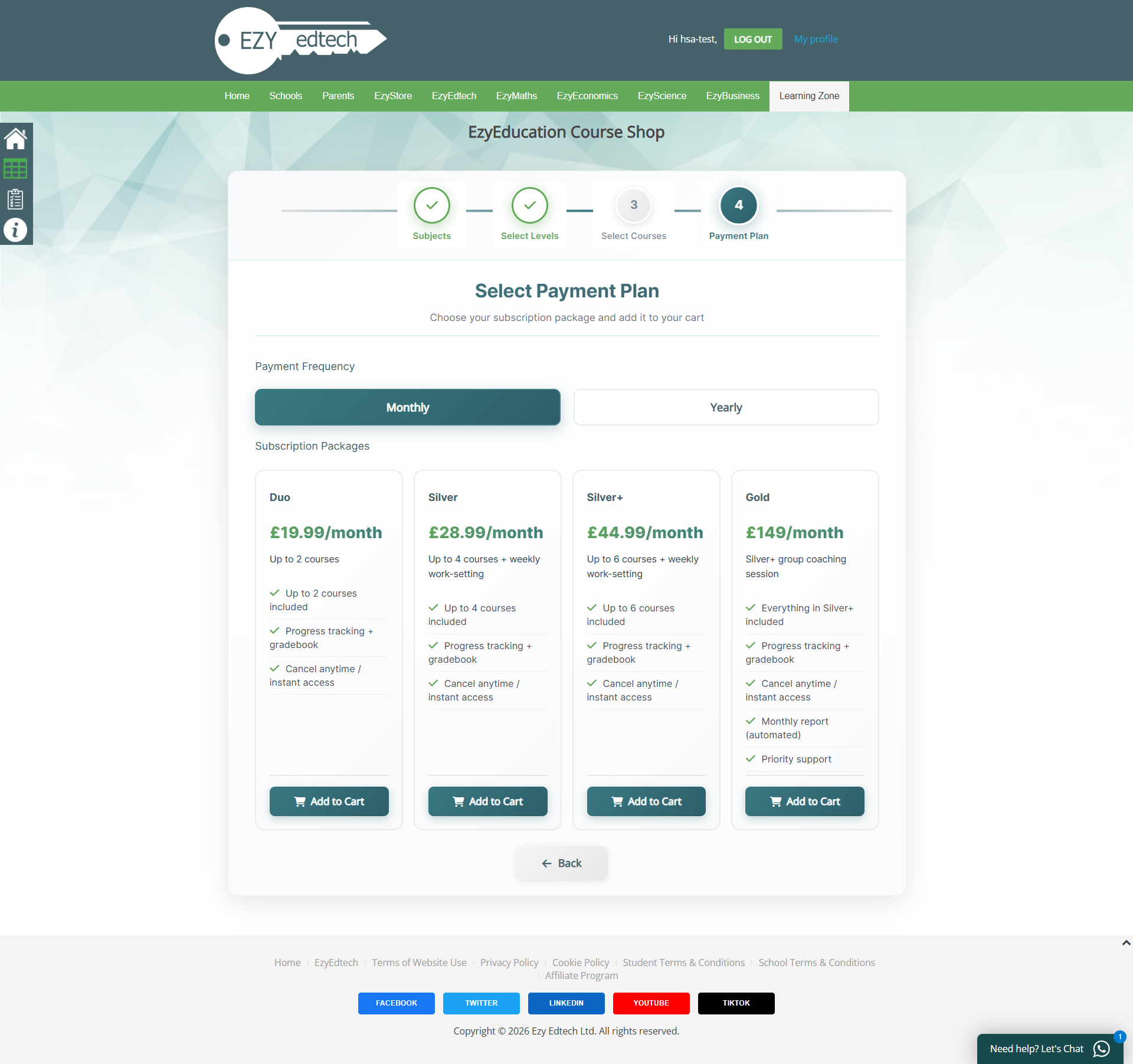 Form Step 4 - Choose Plan
