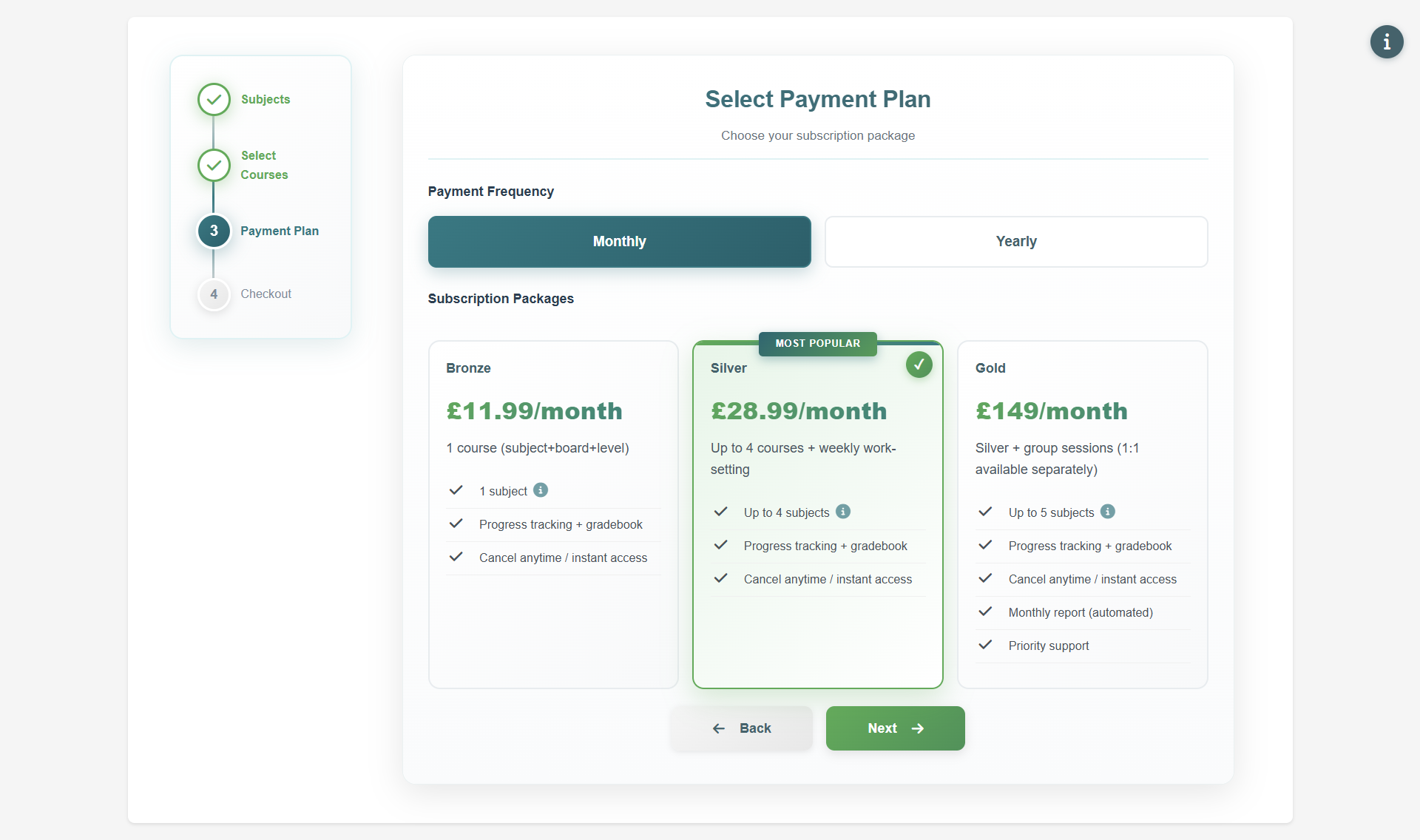 Form Step 3 - Choose Plan